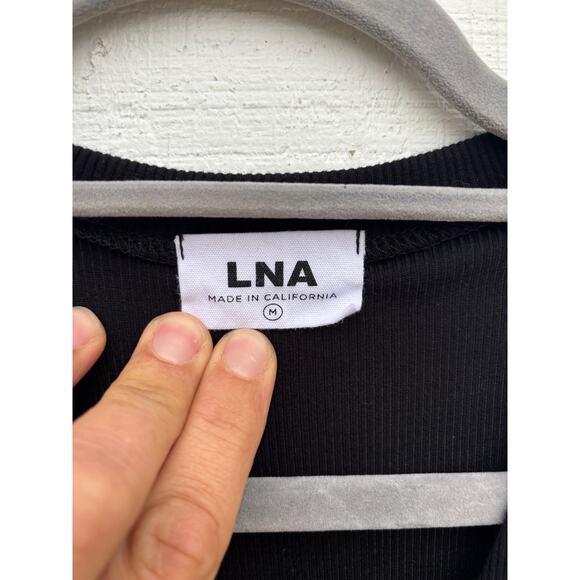 LNA Easy Ribbed Midi Tank Dress, Side‎ Slits, V Neck, Black, Sleeveless, Size M - Picture 8 of 8